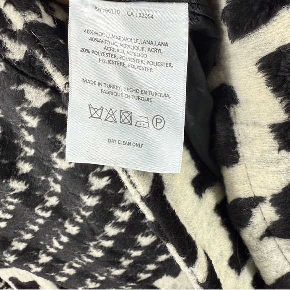 Ett:twa by Anthropologie Black & Cream Wool Blend Houndstooth Coat Size XS - Picture 11 of 15